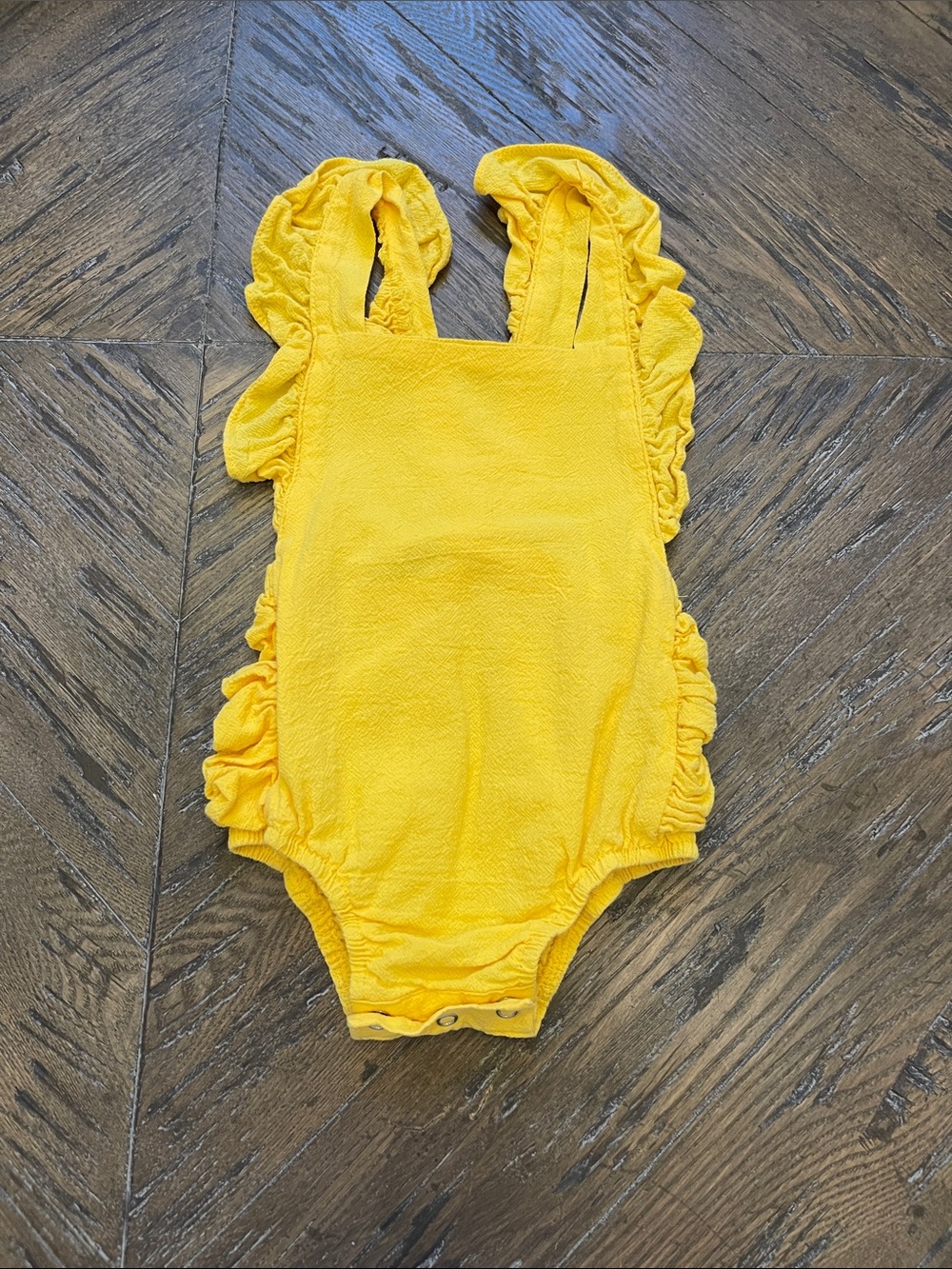 Amazon Yellow Ruffle Strap Baby One-Piece Bodysuit